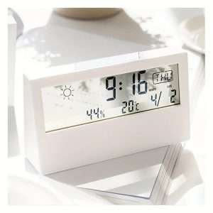 1pc-White-Clock-Multifunctional-Weather-Temperature-Hygrometer-Mute-Digital-Display-Electronic-Clock-Desktop-Alarm-Clock